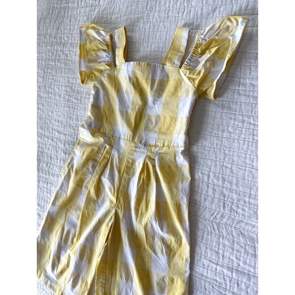 Janie And Jack Yellow Gingham Romper Jumpsuit Open Shoulder Bow Size 3T - Picture 1 of 5